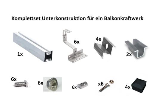 Balkonkraftwerk Unterkonstruktion Ziegeldachbefestigung für 2 Module
