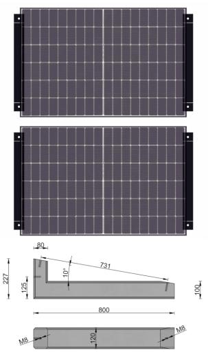 Wattstone PV-Aufständerung 10° für 2 PV-Module Set inkl. Zubehör Ost-West Aufbau