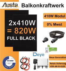820W / 800W Balkonkraftwerk Solaranlage inkl. 2 Module und Wechselrichter + 5 m Zuleitung