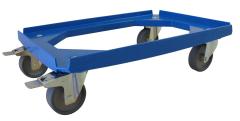 Alutec Rollwagen für Kunststoffbehälter 4 Lenkrollen Ø 100 mm mit 2 Feststellbremsen Max. Tragelast 250 kg - blau 610x410